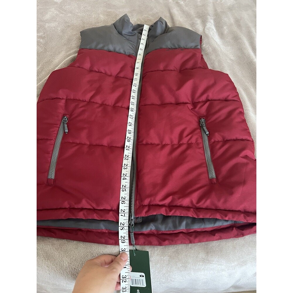 ORVIS Mens Medium Classic Puffer Vest Jacket Maroon Gray Fishing Hiking Casual - Picture 6 of 7